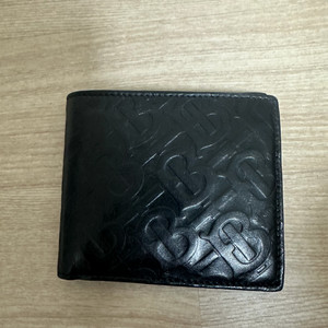 버버리 모노그램 반지갑 레더 블랙 이미지