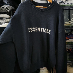 새상품급 피어오브갓 에센셜 니트 맨투맨 크루넥 블랙 L 피오갓 에센셜스 이미지