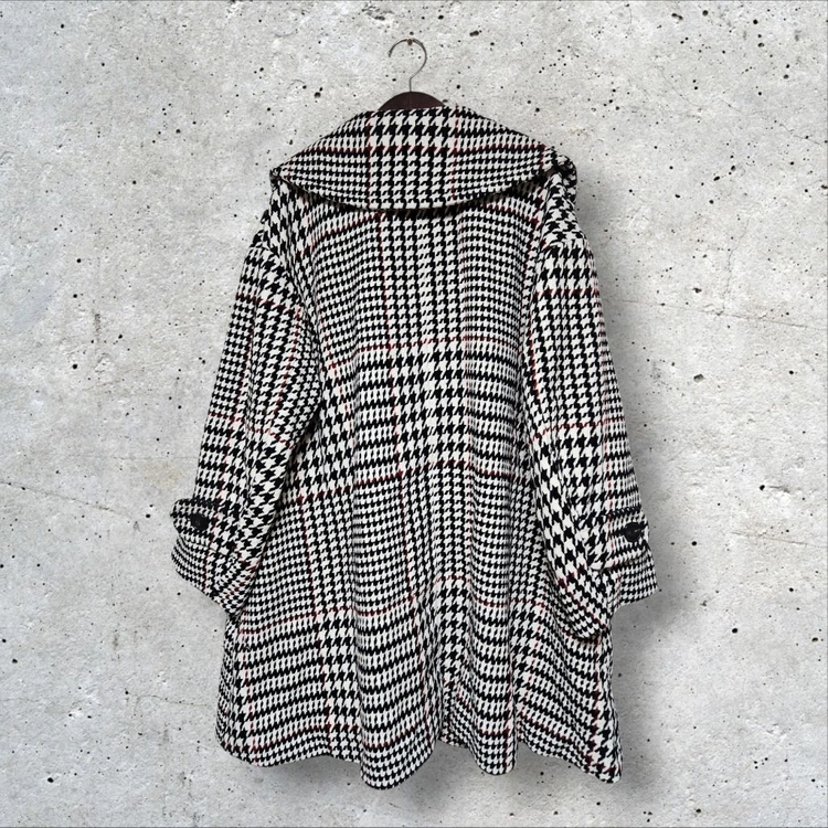 칼라거펠트 하운드투스 체크 패턴 루즈핏 하프 코트 (100/L) 이미지