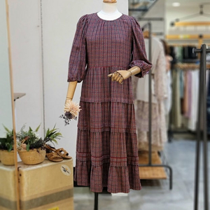 22 써스데이아일랜드 체크 핀턱 원피스 S 이미지