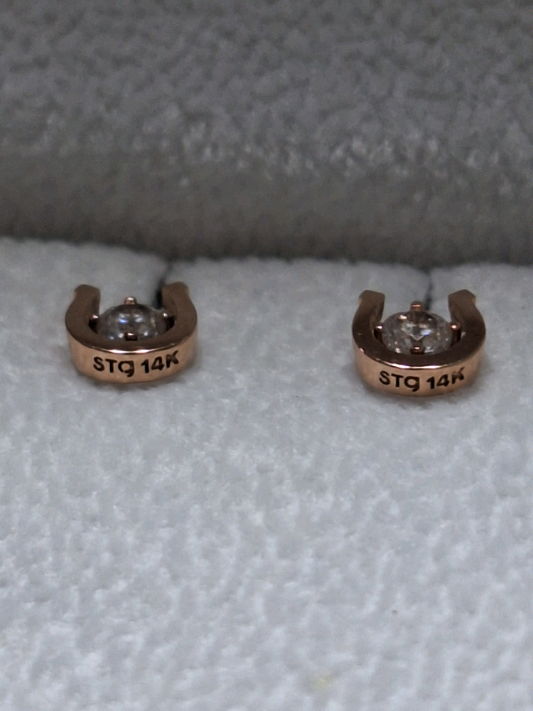 (무배) 스톤헨지 14K 로즈골드 럭키유 말발굽 귀걸이 P1539 이미지