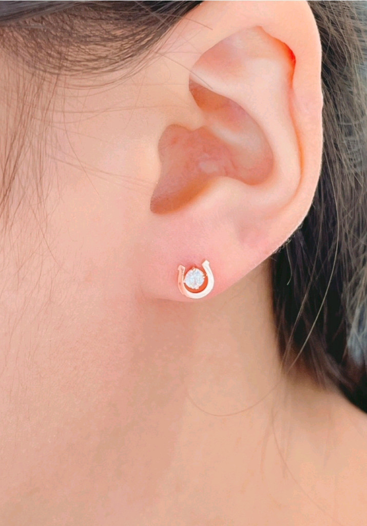 (무배) 스톤헨지 14K 로즈골드 럭키유 말발굽 귀걸이 P1539 이미지