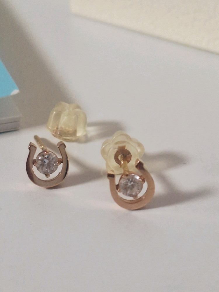 (무배) 스톤헨지 14K 로즈골드 럭키유 말발굽 귀걸이 P1539 이미지