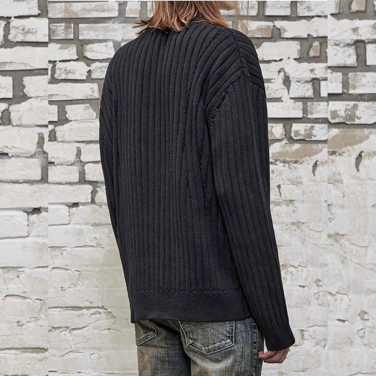 44) 엘무드 펑크 라이더 니트집업 카라넥 골지 가디건 자켓 블랙 락시크 이미지