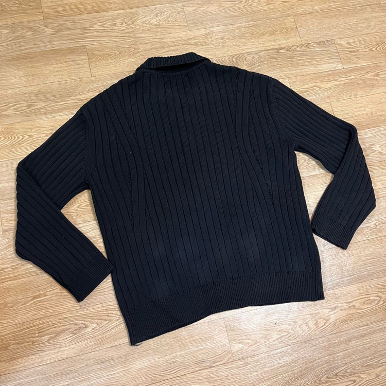 44) 엘무드 펑크 라이더 니트집업 카라넥 골지 가디건 자켓 블랙 락시크 이미지