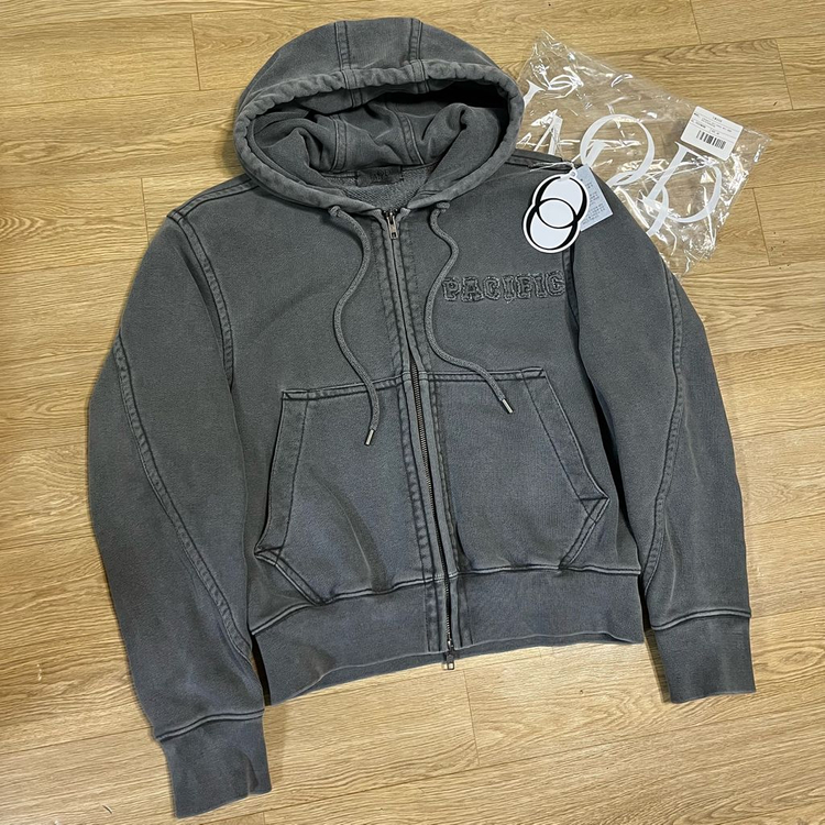 새상품44) 엘무드 LEGACY 피스 다이드 패치워크 헤비쭈리 크롭 후드집업 이미지