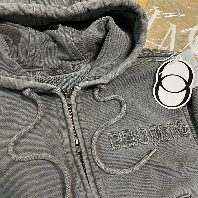 새상품44) 엘무드 LEGACY 피스 다이드 패치워크 헤비쭈리 크롭 후드집업 이미지