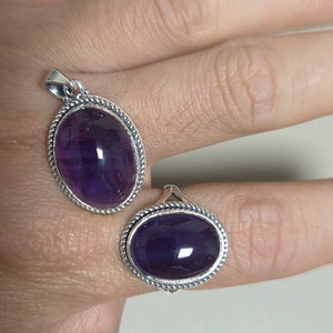 자수정 은 펜던트,반지 이미지