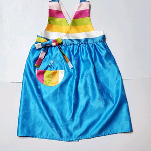 하늘누에 여아 색동 한복 앞치마(110~120) 이미지