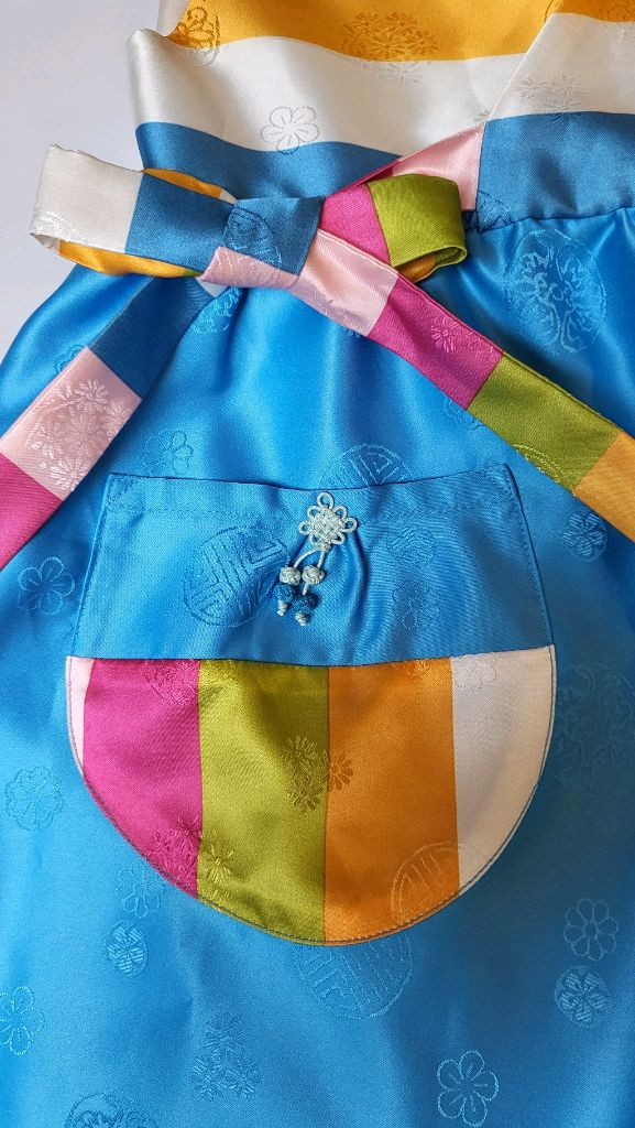 하늘누에 여아 색동 한복 앞치마(110~120) 이미지