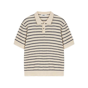 1회착 택포가격 워크온바디오프 세미오버핏스트라이프카라반팔니트아이보리 XL 이미지