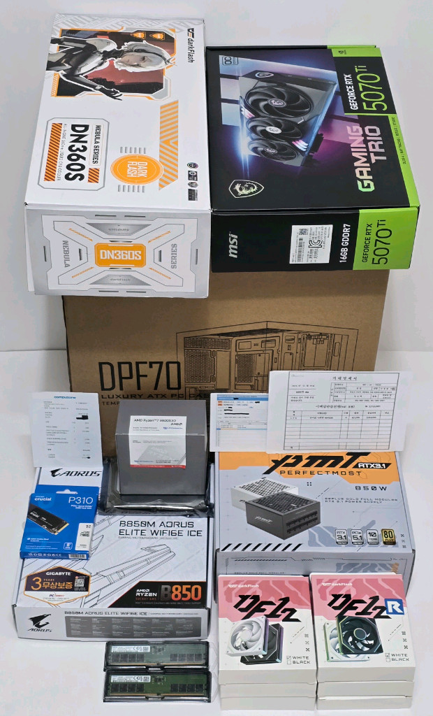(새제품 화이트)9800X3D, RTX5070Tl, B850M, 수랭쿨러, 850W GOLD, 방송게이밍컴퓨터본체 이미지