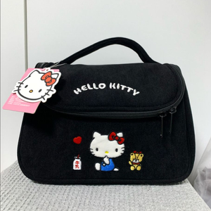 산리오 키티 코듀로이 파우치 가방 블랙 이미지