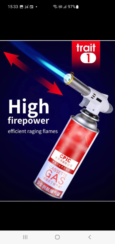 토치 부탄 캠핑 용접 바베큐 요리 자동점화 가스 이미지