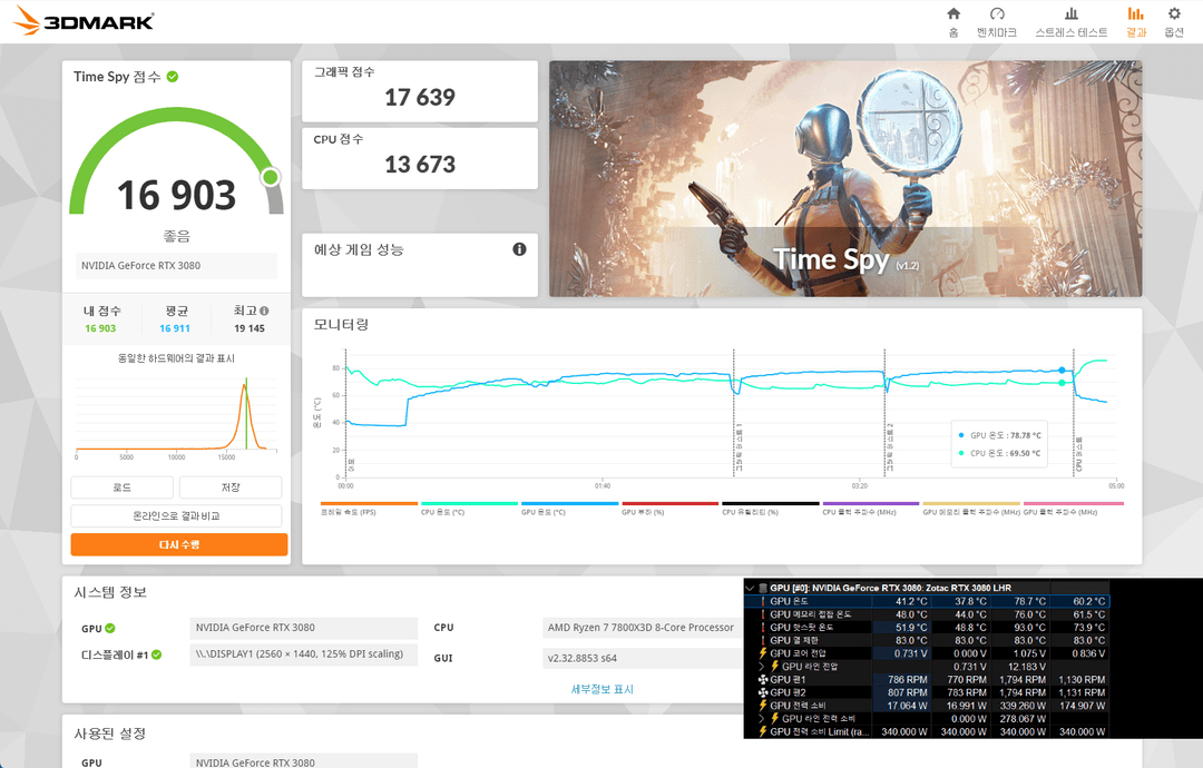 조택 RTX 3080 10GB AMP Holo LHR 그래픽카드 팝니다. 이미지