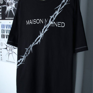 (L-XL) 메종미네드 반팔 티셔츠 빅로고 블랙 가시 이미지
