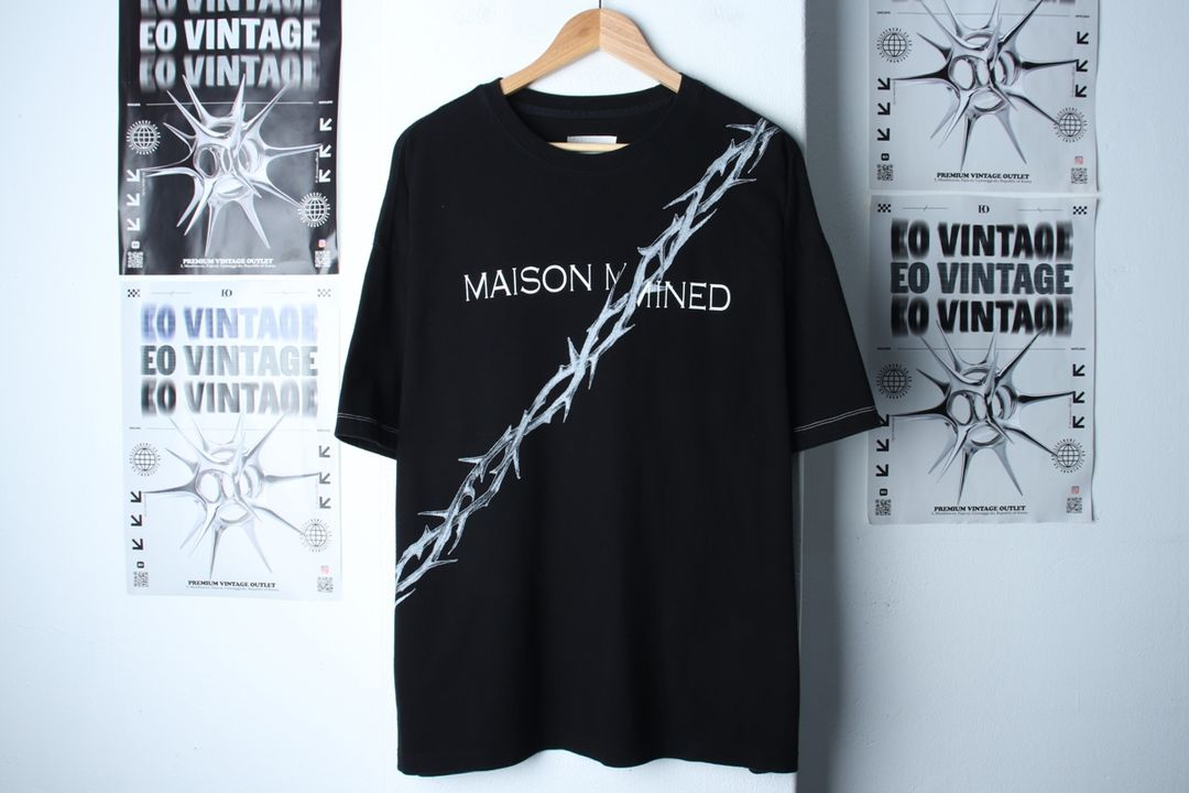 (L-XL) 메종미네드 반팔 티셔츠 빅로고 블랙 가시 이미지