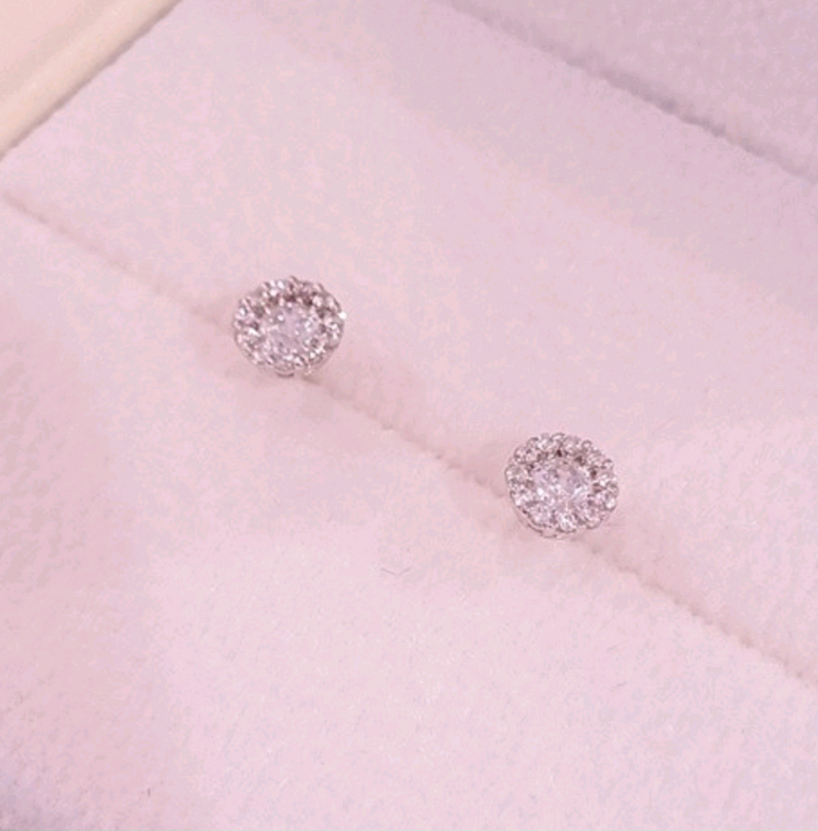 스톤헨지 스톤세팅 14k화이트골드 귀걸이 (세척완료) 이미지