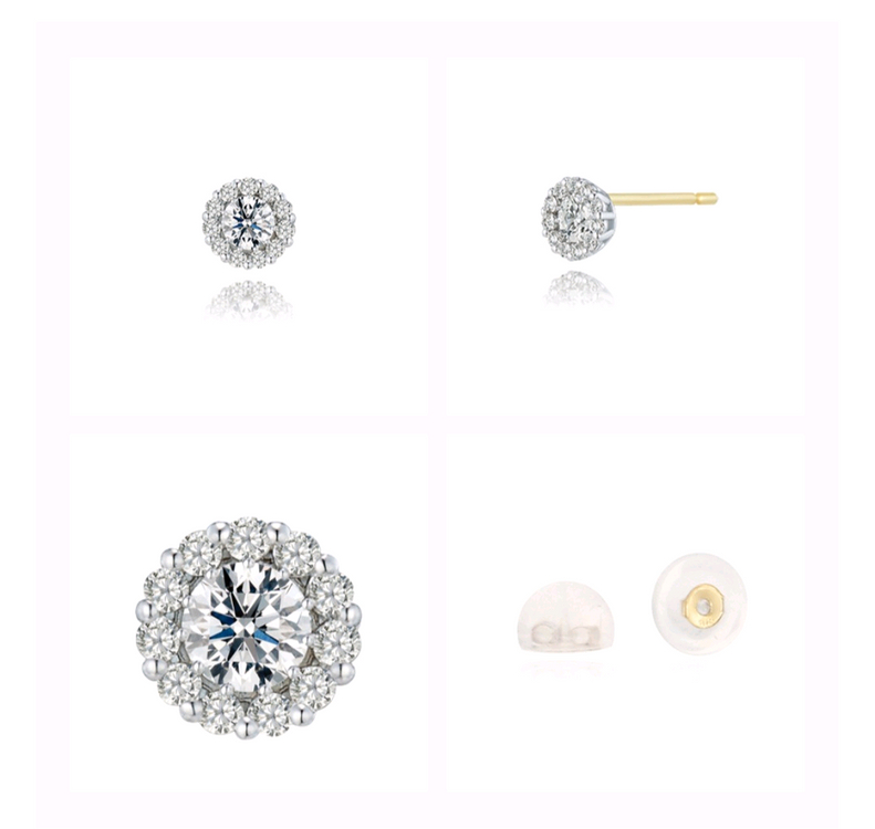 스톤헨지 스톤세팅 14k화이트골드 귀걸이 (세척완료) 이미지