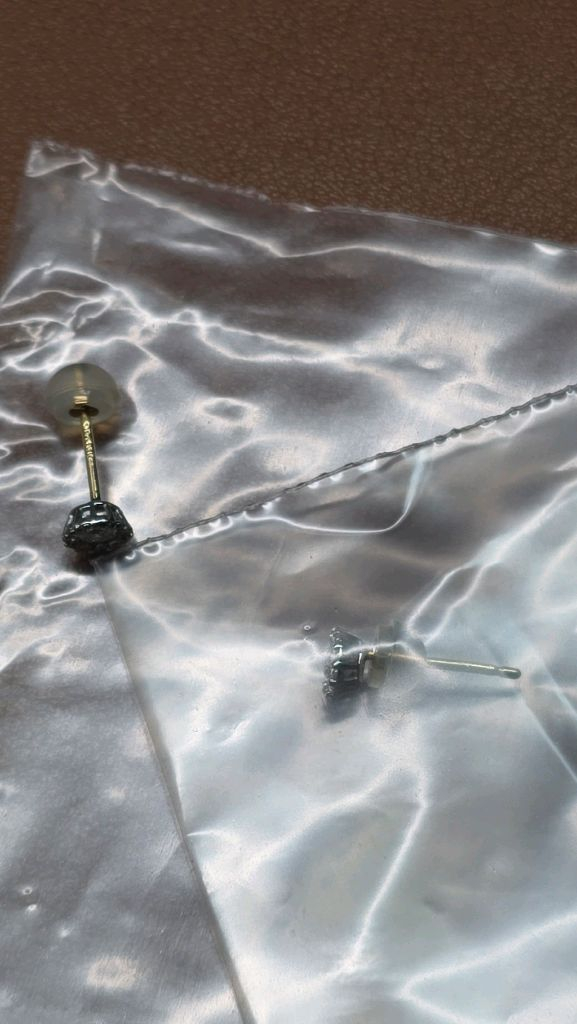 스톤헨지 스톤세팅 14k화이트골드 귀걸이 (세척완료) 이미지