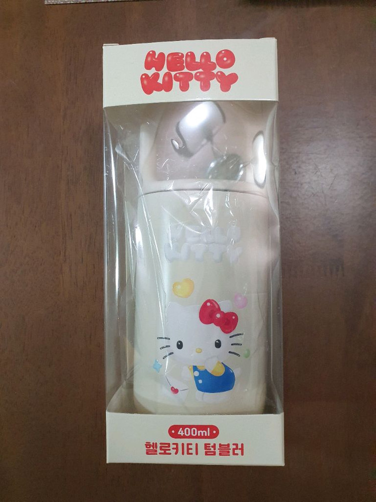 헬로키티 텀블러 3종 세트 (400ml 2개, 600ml 1개)+사각 키캡키링 일괄판매 이미지