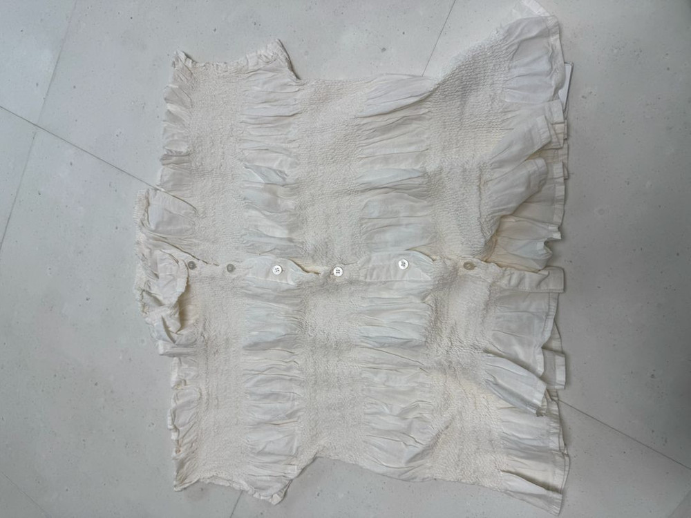 미 이세이미야케 슈링크 반팔 가디건 아이보리 이미지