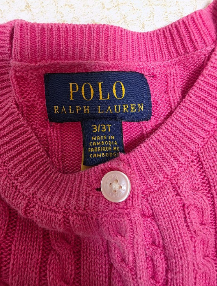 폴로 랄프로렌 키즈 케이블 니트 가디건 3T 이미지