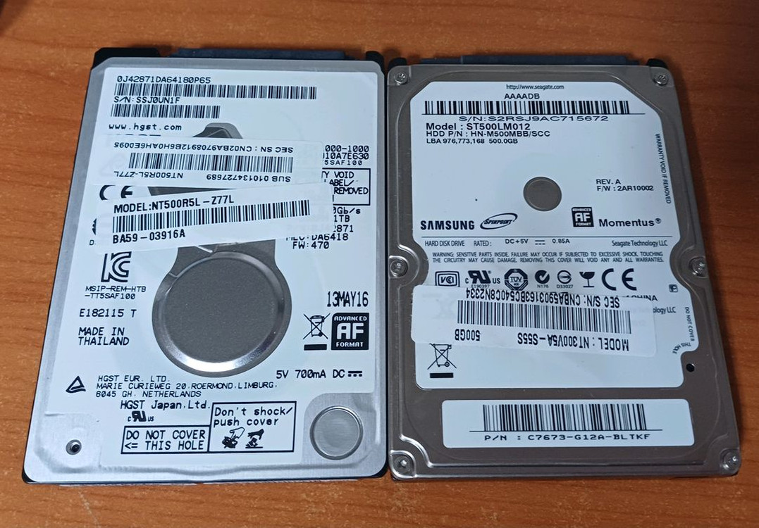 도시바, 삼성 하드디스크 2.5인치 hdd 500gb 2개 일괄 이미지