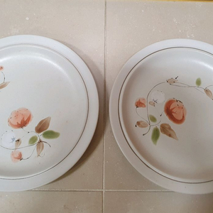 빈티지 꽃무늬 큰 접시 2개/미사용 이미지