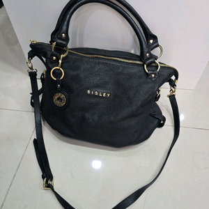 시슬리 블랙 가죽 숄더백 이미지