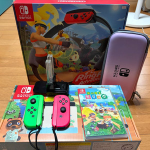 닌텐도 스위치 동물의숲 에디션+타이틀+조이콘 이미지