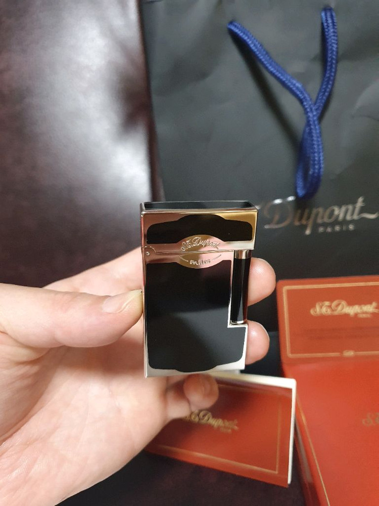 [새상품급,풀세트] 듀퐁라이터 라인2 신형 ca16787 블랙 래커 팔라듐 백금 쌍불 듀퐁 라이타 이미지