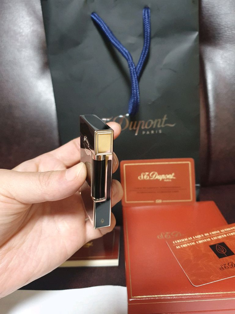 [새상품급,풀세트] 듀퐁라이터 라인2 신형 ca16787 블랙 래커 팔라듐 백금 쌍불 듀퐁 라이타 이미지