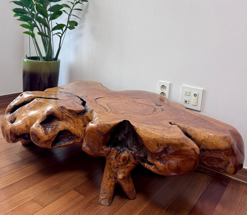 수공예 느티나무 괴목 뿌리 장식장, 화분다이, 3단 선반, 테이블 이미지