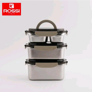 새제품-전자렌지 사용가능 스테인레스 대용량 밀폐용기 3종세트 2개 이미지