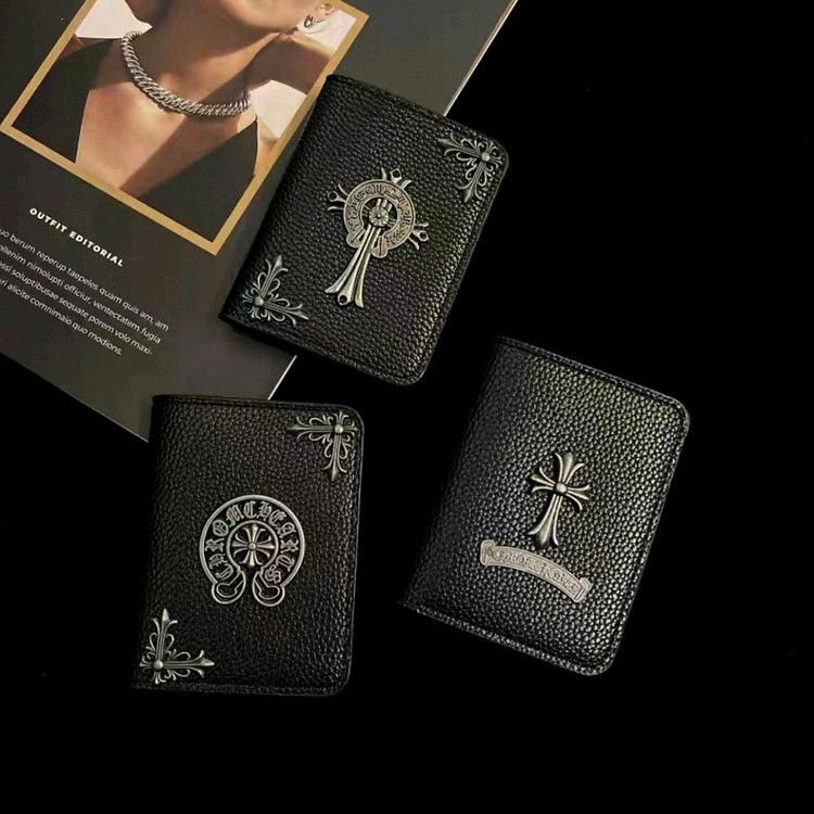 크롬 복고가죽 반지갑 접이식지갑 남여공용 NO.2 이미지