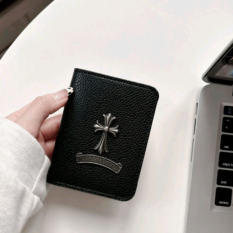 크롬 복고가죽 반지갑 접이식지갑 남여공용 NO.1 이미지