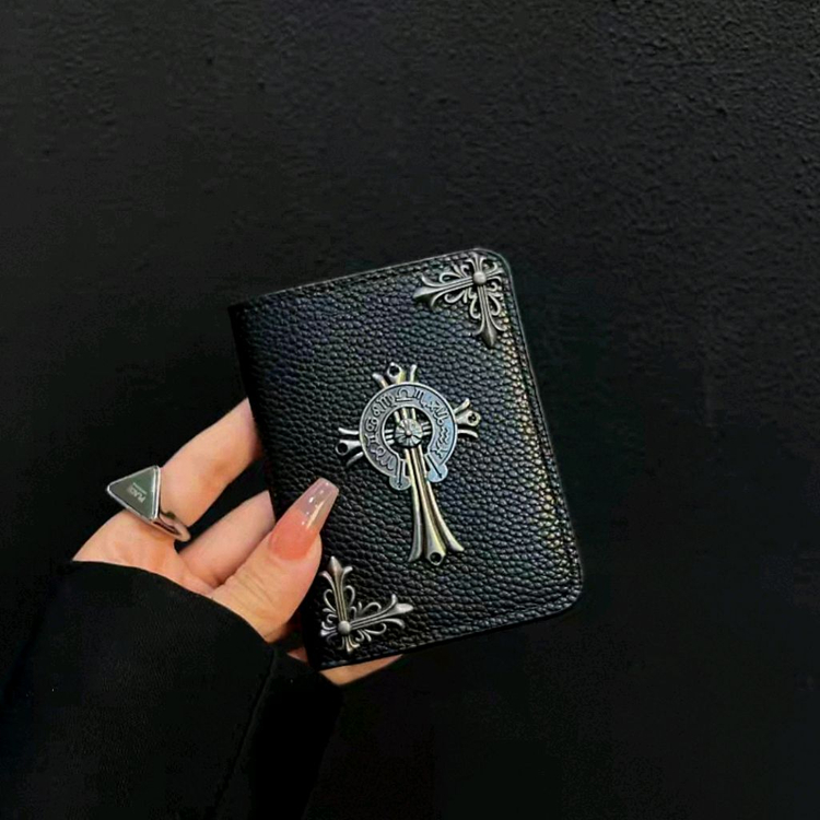 크롬 복고가죽 반지갑 접이식지갑 남여공용 NO.1 이미지