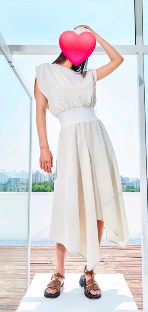 시스템 롱원피스 55 캡소매 아이보리 여름원피스 WM56 이미지