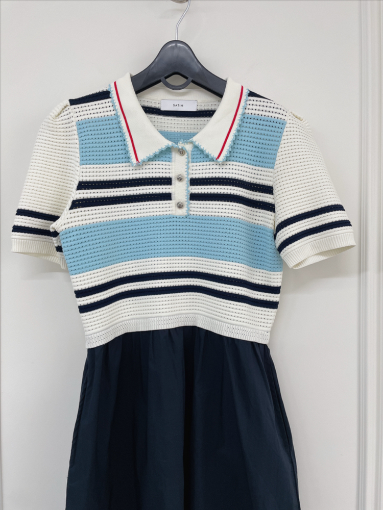 25ss 사틴 니트 원피스 / 한섬 타임 마인 산드로 더캐시미어 비이커 코스 가니 미샤 이미지