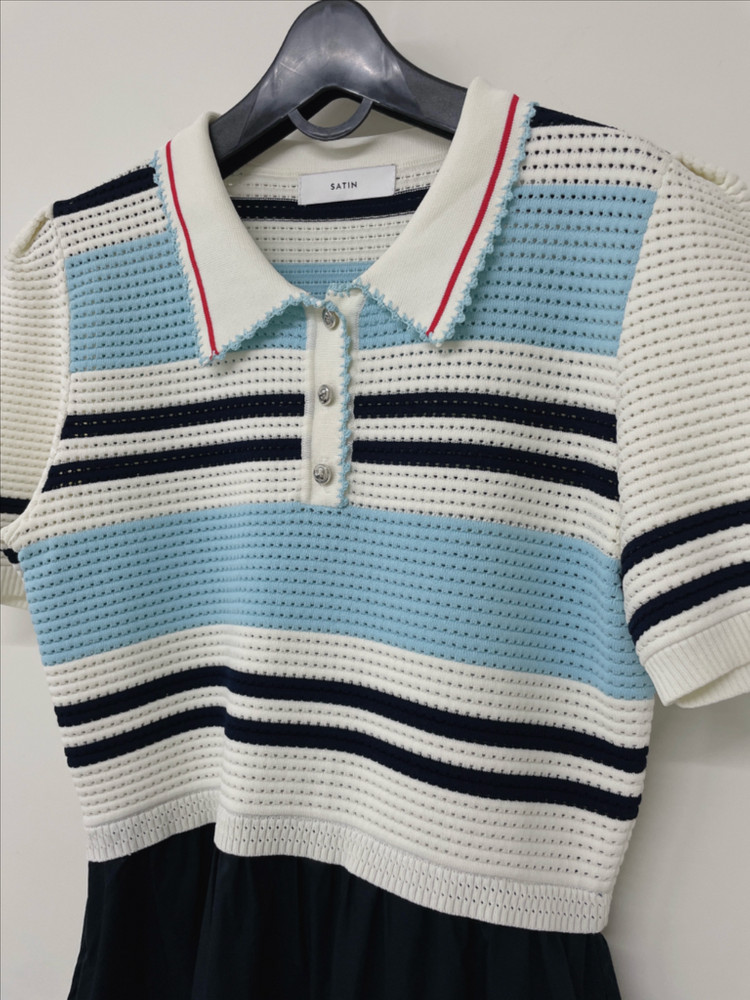 25ss 사틴 니트 원피스 / 한섬 타임 마인 산드로 더캐시미어 비이커 코스 가니 미샤 이미지