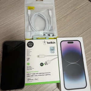 아이폰14프로 256GB 딥퍼플(배터리100)+ 케이블 세트 이미지