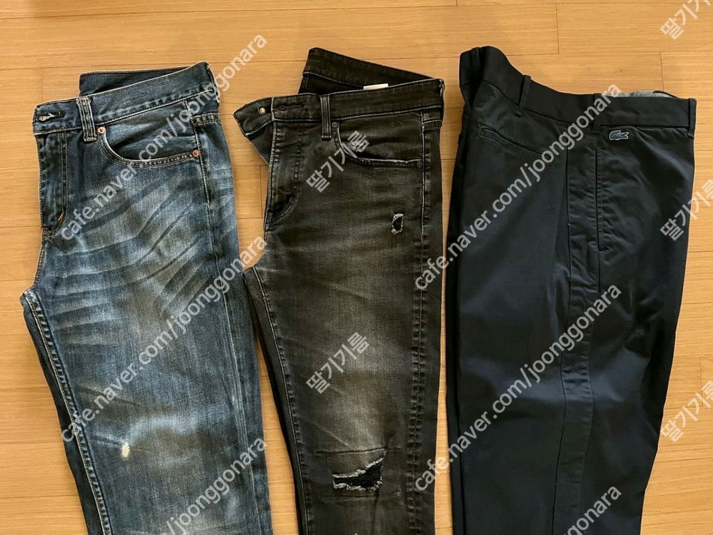 라코스테면바지33/리바이스청바지33/유니클로블랙진33 이미지