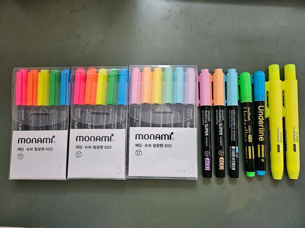 [택포] 동아 네오라인, 모나미 에센티, 에딩슈퍼 등 형광펜 69자루 일괄 이미지
