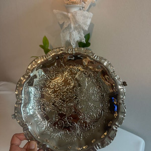 빈티지 앤틱 실버 플레이트 접시 이미지