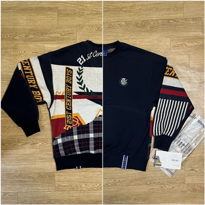 오버M) 로맨틱크라운 맨투맨 믹스매치 니트 21C BOYS JACQUARD CREW NECK 이미지