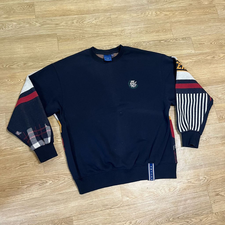 오버M) 로맨틱크라운 맨투맨 믹스매치 니트 21C BOYS JACQUARD CREW NECK 이미지