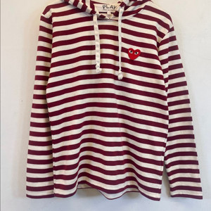 꼼데가르송 PLAY 스트라이프 롱슬리브 S:)단가라후드티S 긴팔면티셔츠 이미지