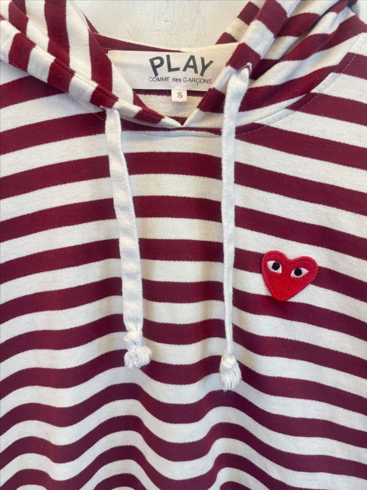 꼼데가르송 PLAY 스트라이프 롱슬리브 S:)단가라후드티S 긴팔면티셔츠 이미지