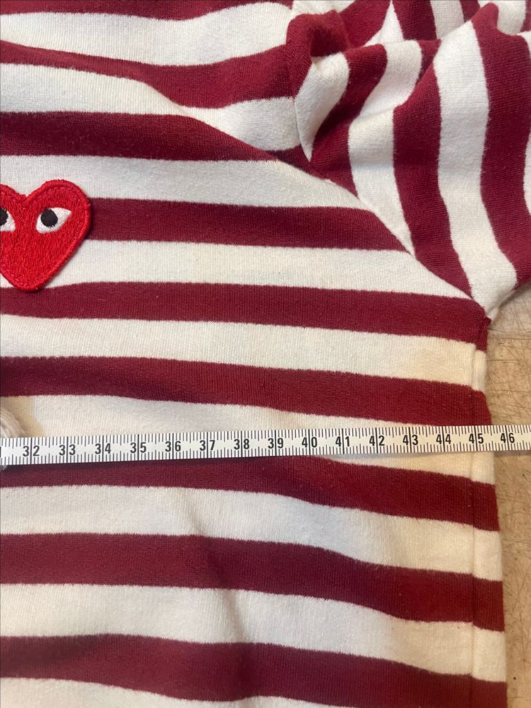 꼼데가르송 PLAY 스트라이프 롱슬리브 S:)단가라후드티S 긴팔면티셔츠 이미지